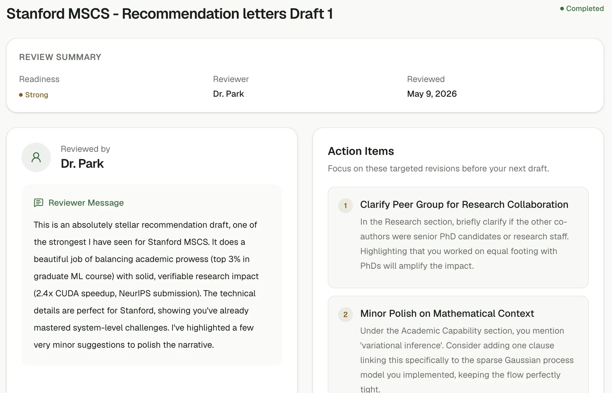 Review and submit product interface