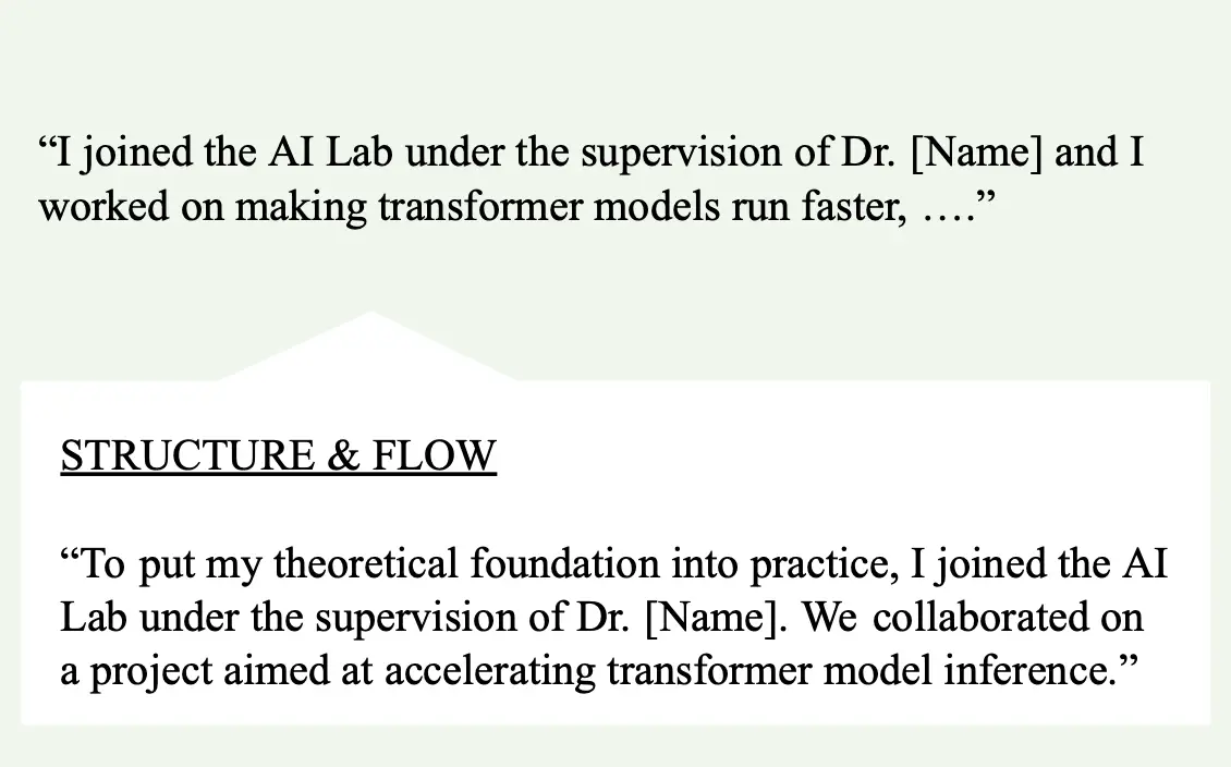 Callout: structure and flow feedback